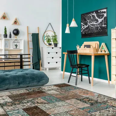 فرش ماشینی چهل تکه 700 شانه طرح خشتی کد 1107 - تصویر 2